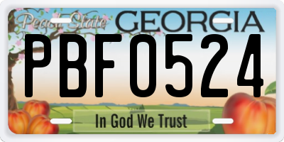 GA license plate PBF0524