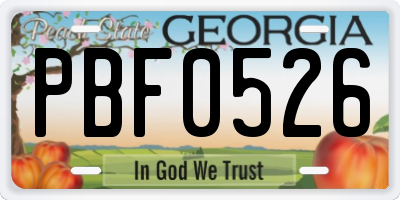 GA license plate PBF0526