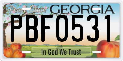 GA license plate PBF0531
