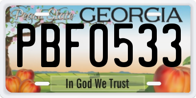 GA license plate PBF0533
