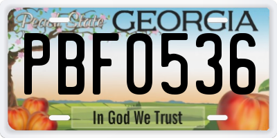 GA license plate PBF0536