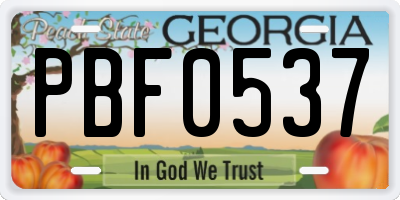 GA license plate PBF0537
