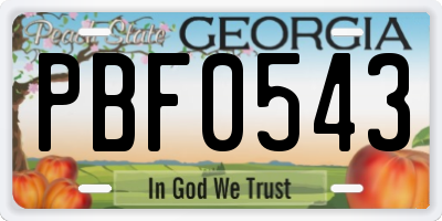 GA license plate PBF0543