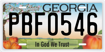 GA license plate PBF0546