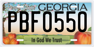 GA license plate PBF0550