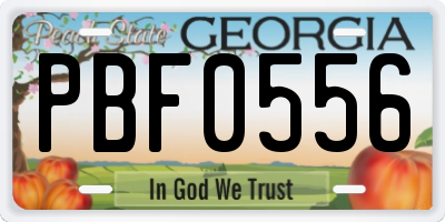 GA license plate PBF0556