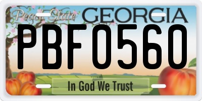 GA license plate PBF0560