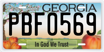 GA license plate PBF0569