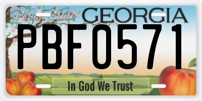 GA license plate PBF0571