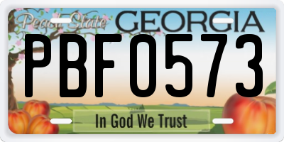 GA license plate PBF0573