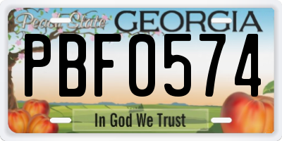 GA license plate PBF0574