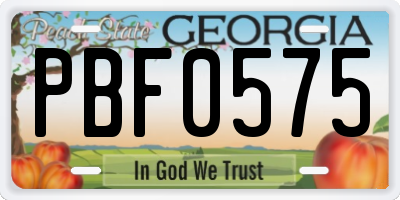 GA license plate PBF0575