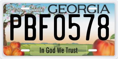 GA license plate PBF0578