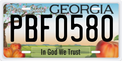 GA license plate PBF0580
