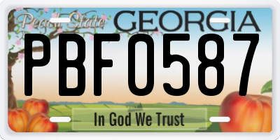 GA license plate PBF0587