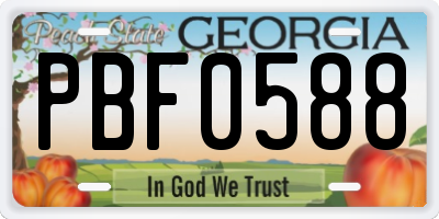 GA license plate PBF0588