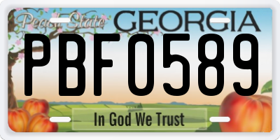 GA license plate PBF0589