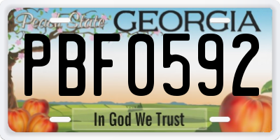 GA license plate PBF0592
