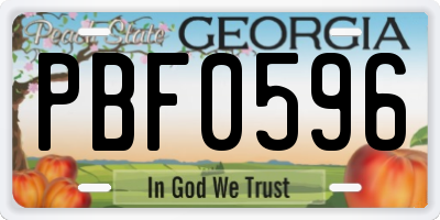 GA license plate PBF0596