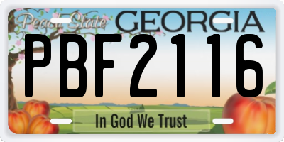GA license plate PBF2116