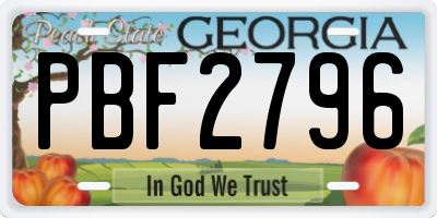 GA license plate PBF2796