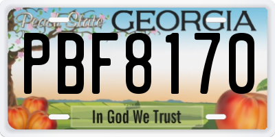 GA license plate PBF8170
