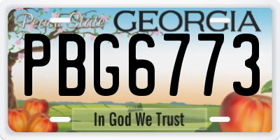 GA license plate PBG6773