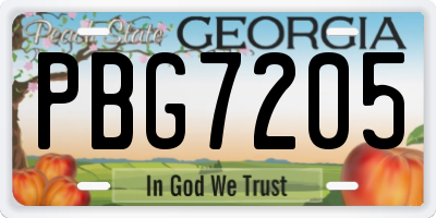 GA license plate PBG7205