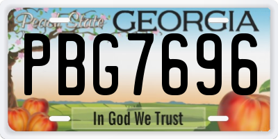 GA license plate PBG7696