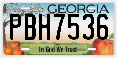 GA license plate PBH7536