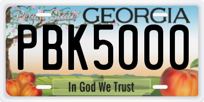 GA license plate PBK5000