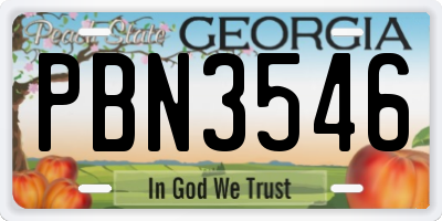 GA license plate PBN3546