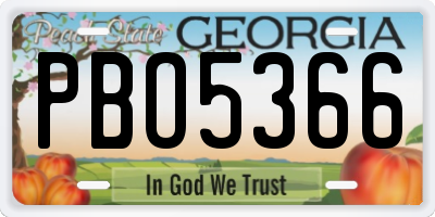 GA license plate PBO5366