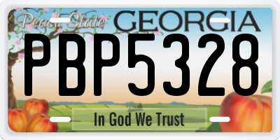 GA license plate PBP5328