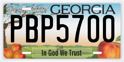 GA license plate PBP5700