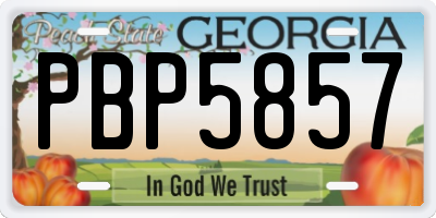GA license plate PBP5857