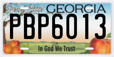 GA license plate PBP6013