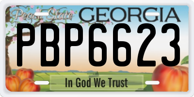GA license plate PBP6623