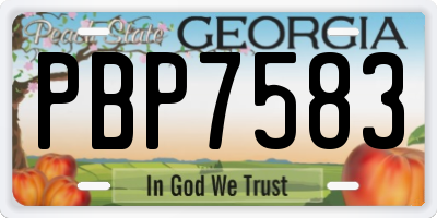 GA license plate PBP7583