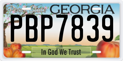 GA license plate PBP7839