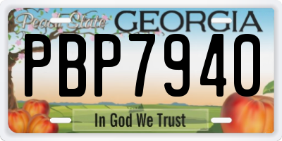 GA license plate PBP7940