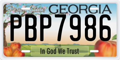 GA license plate PBP7986