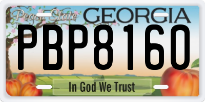 GA license plate PBP8160