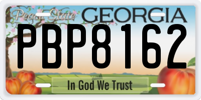 GA license plate PBP8162