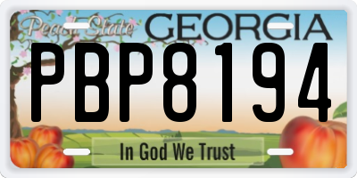 GA license plate PBP8194