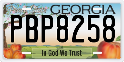 GA license plate PBP8258