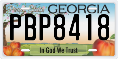 GA license plate PBP8418