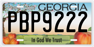 GA license plate PBP9222