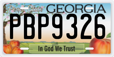 GA license plate PBP9326