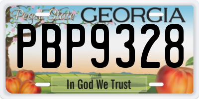 GA license plate PBP9328